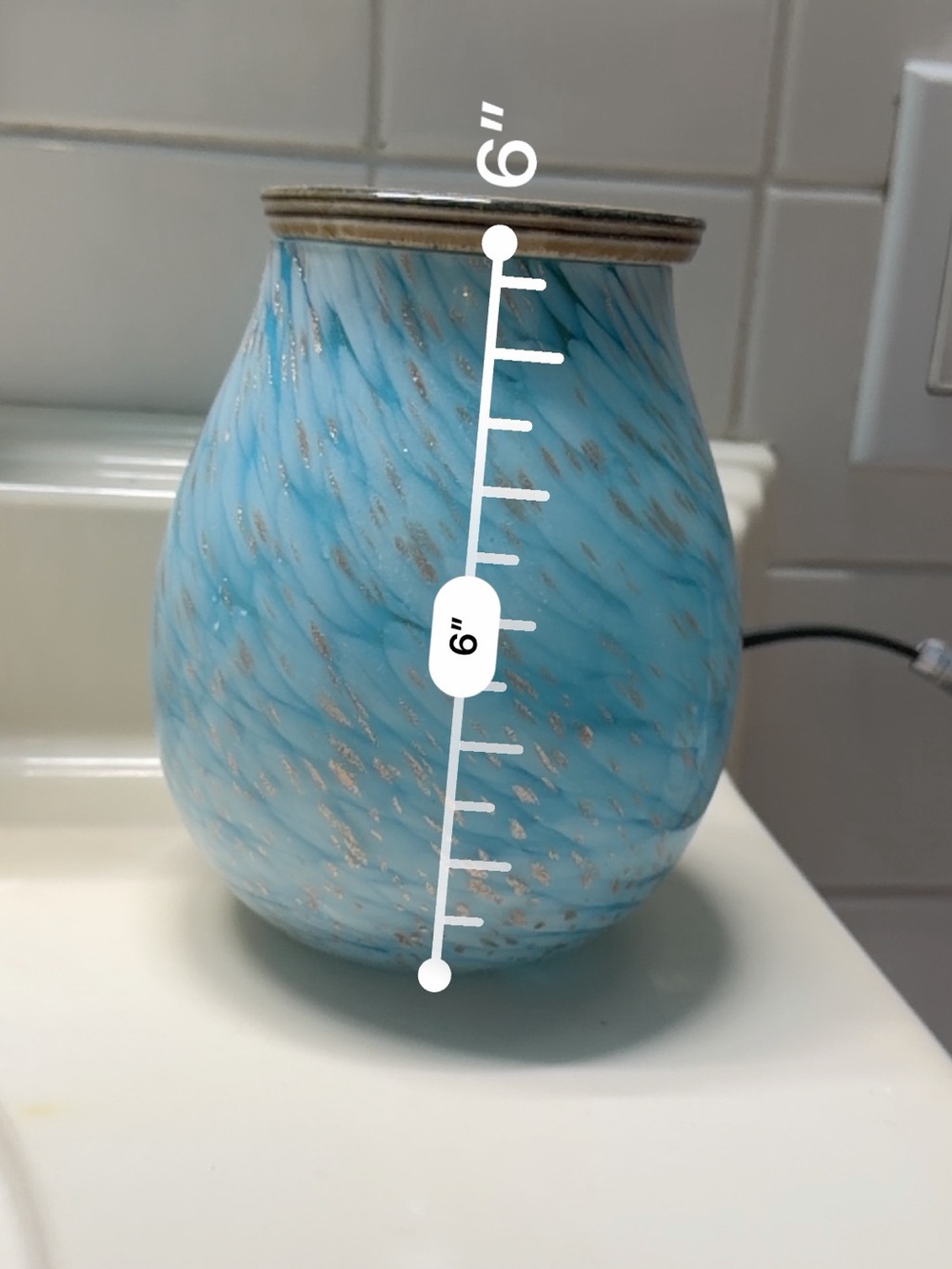 Handblown Blue Glass Home Accent Vase with Gold Fleck and Scented Wax Cubes